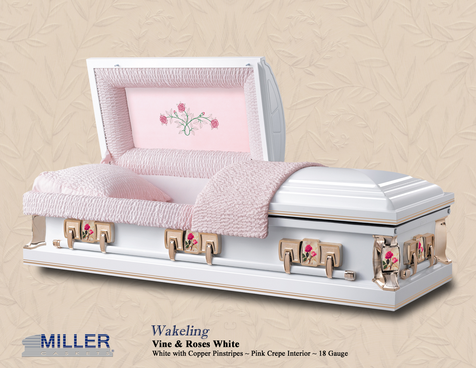 Wakeling Vine and Roses White Pinstripe